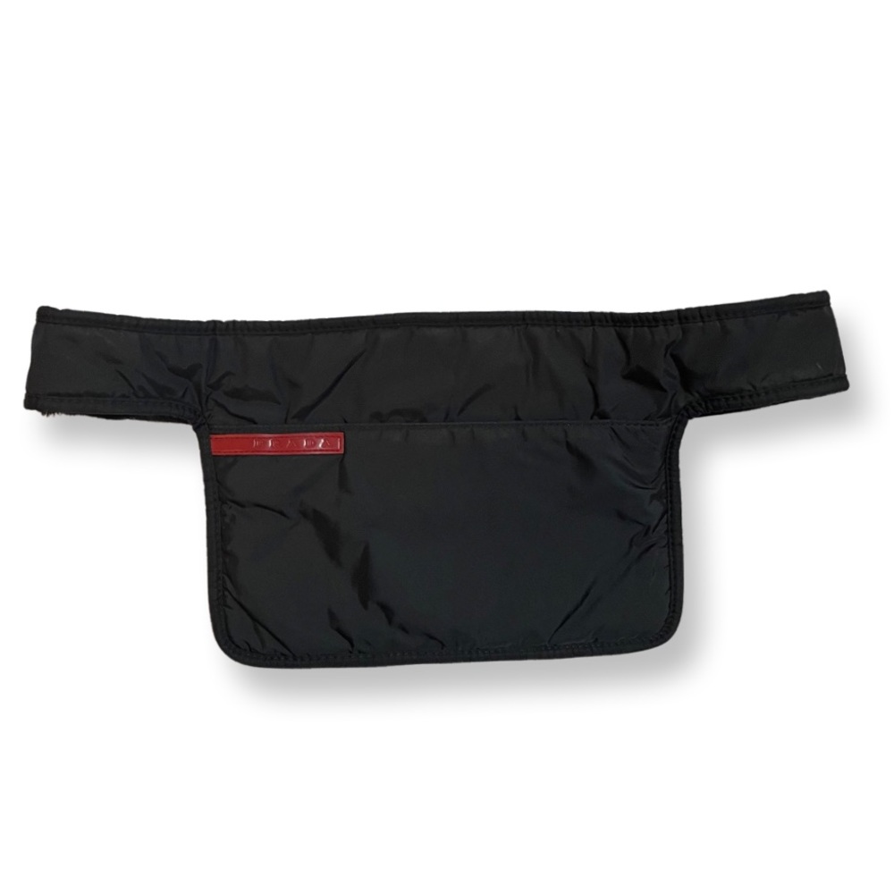 Prada - belted vinyl/fur purse